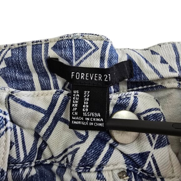Forever 21 Blue and White Aztec Pattern Short Shorts Size 27 - Picture 7 of 8